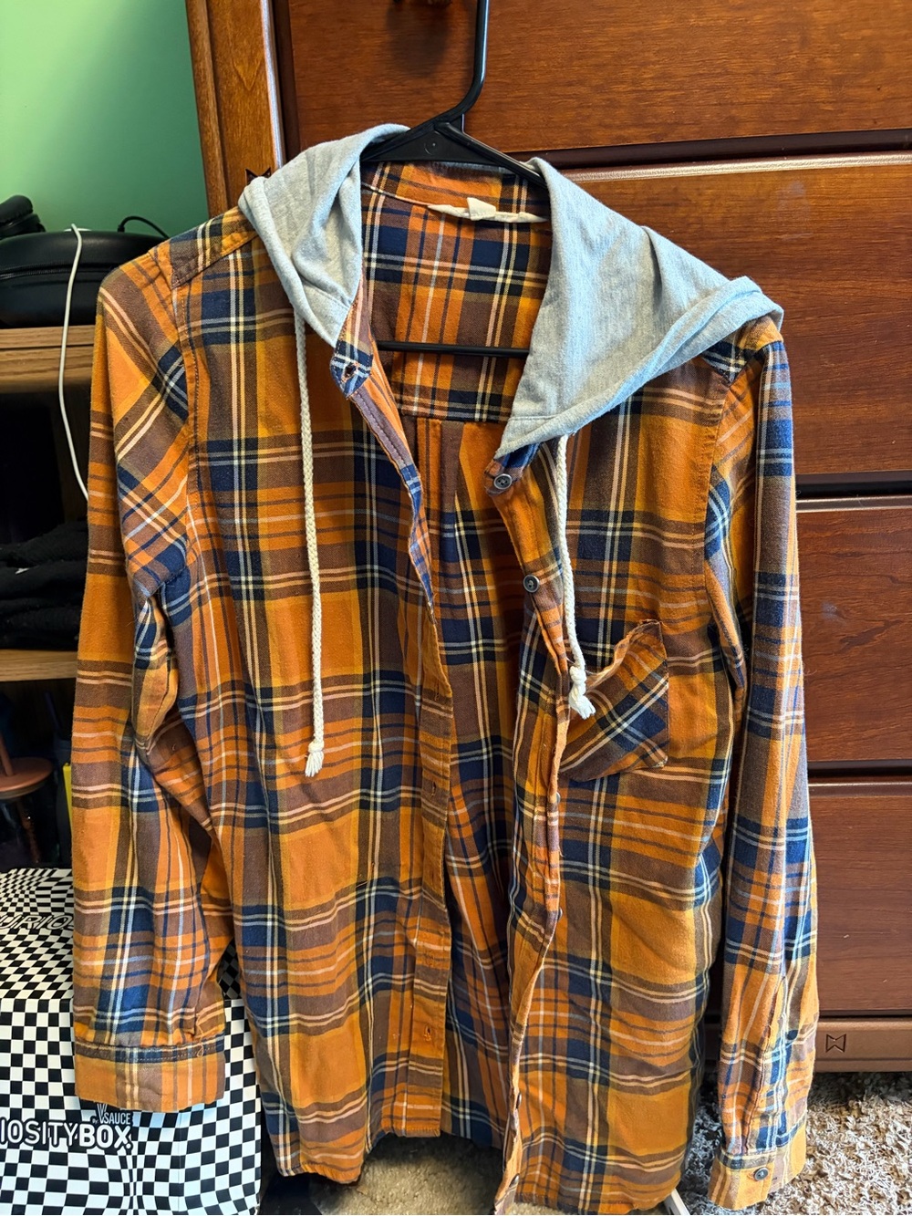 Women’s Yellow Checkered Shirt with Hood